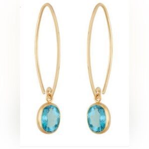 14kt Yellow Gold Earrings with Blue Topaz Drops